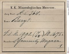 Etiketten zu Baryt (NHMW-MIN-Ac364)